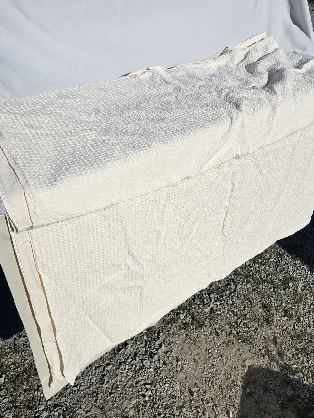 New Quince King/cal King Honeycomb Luxe Undyed Cream Duvet Cover Set 2 Shams